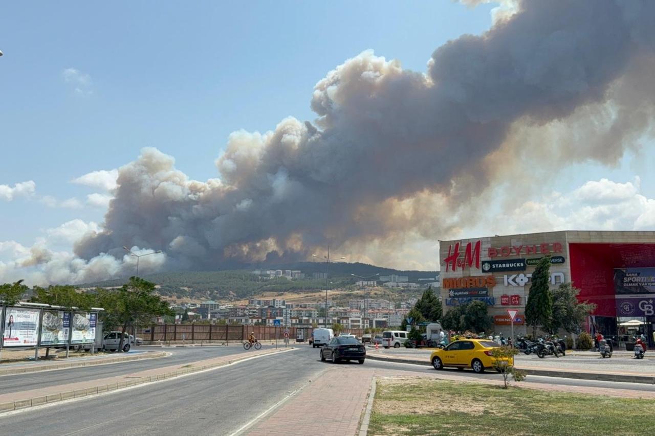 Thick smoke billows from a wildfire in Canakkale, Türkiye, August 8, 2025. (AA Photo)