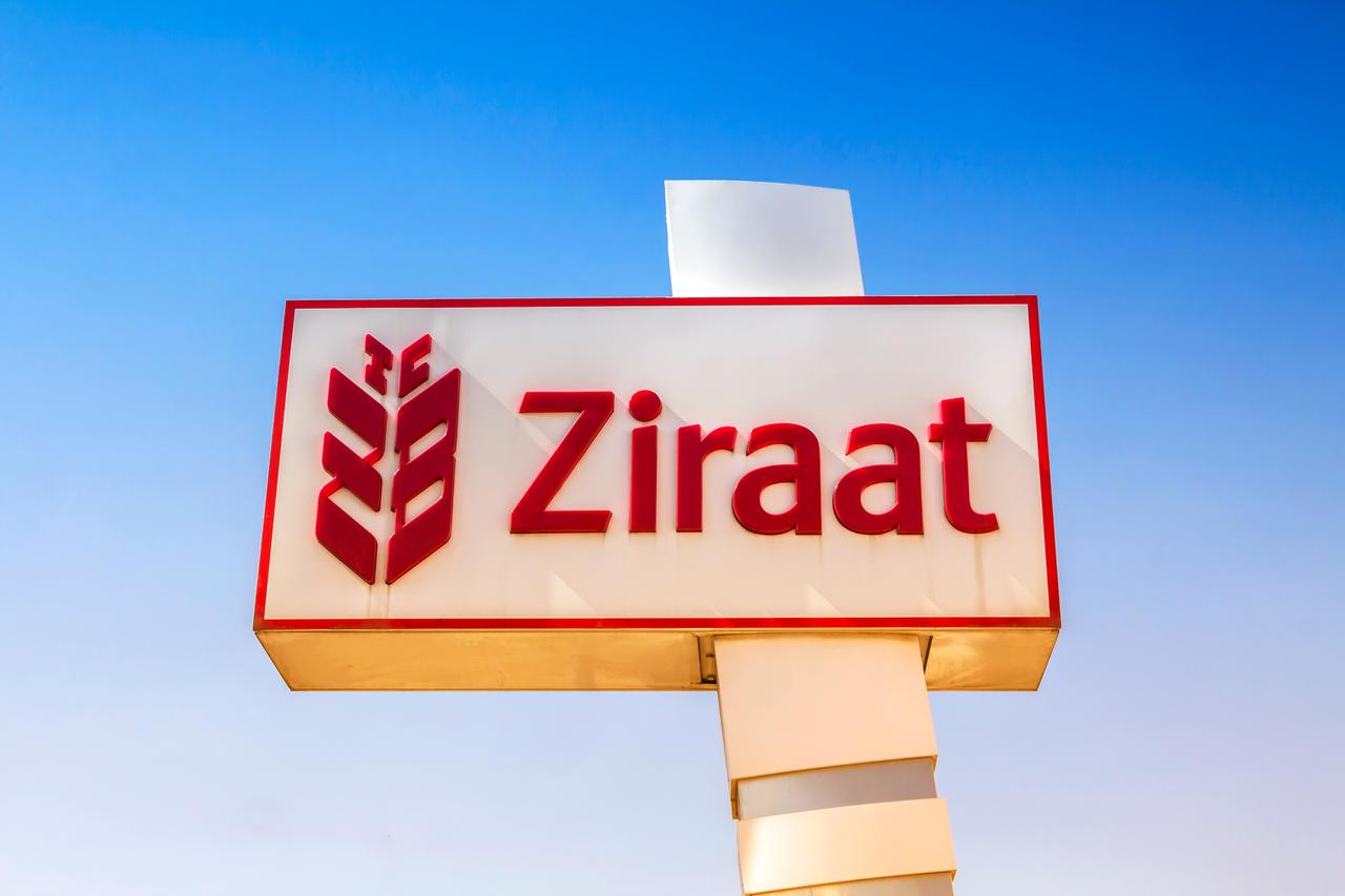 The logo of Ziraat Bank is seen outside a branch in Izmir, Türkiye. (Adobe Stock Photo)