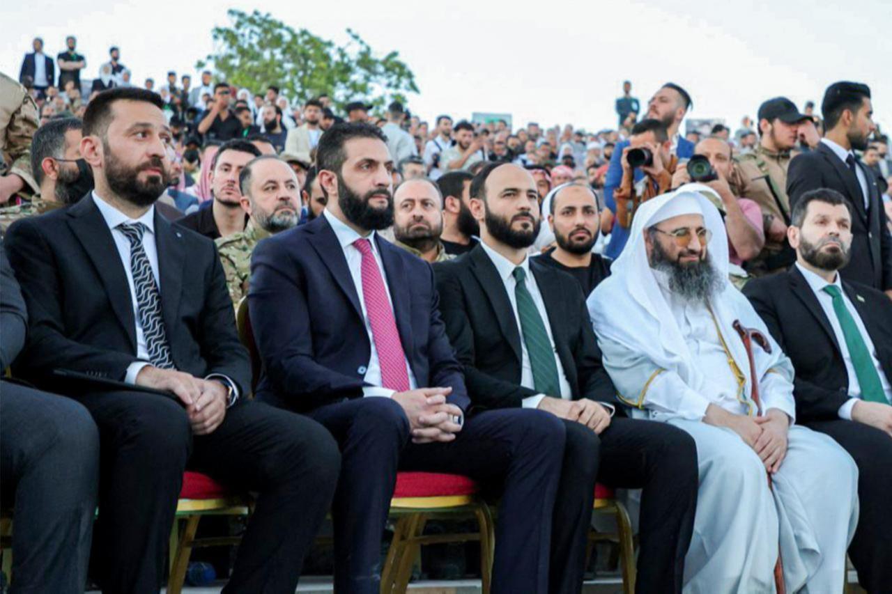 This handout picture released by the official Syrian Arab News Agency (SANA) shows SyriasPresident Ahmed al-Sharaa (2nd-L) attending an event at the Aleppo Citadel on May 27, 2025. (AFP Photo)