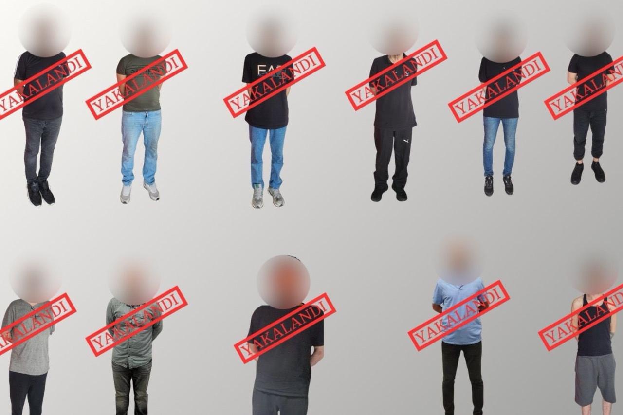 11 captured individuals with blurred faces, labeled Captured.  (X/@aliyerlikaya)