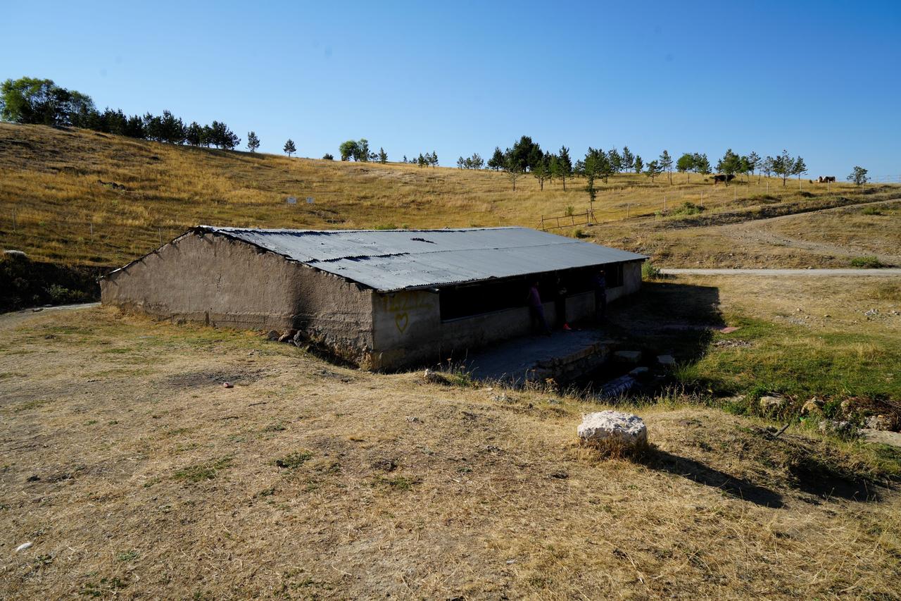 The Roman pool in Satala, covered by villagers with corrugated sheets about two decades ago to prevent algae growth, in Sadak village, Gumushane, Türkiye, Aug. 28, 2025. (IHA Photo)
