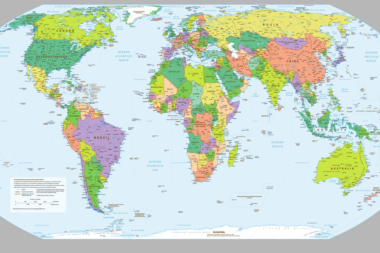 World political map using the Equal Earth Projection. (Adobe Stock Photo)
