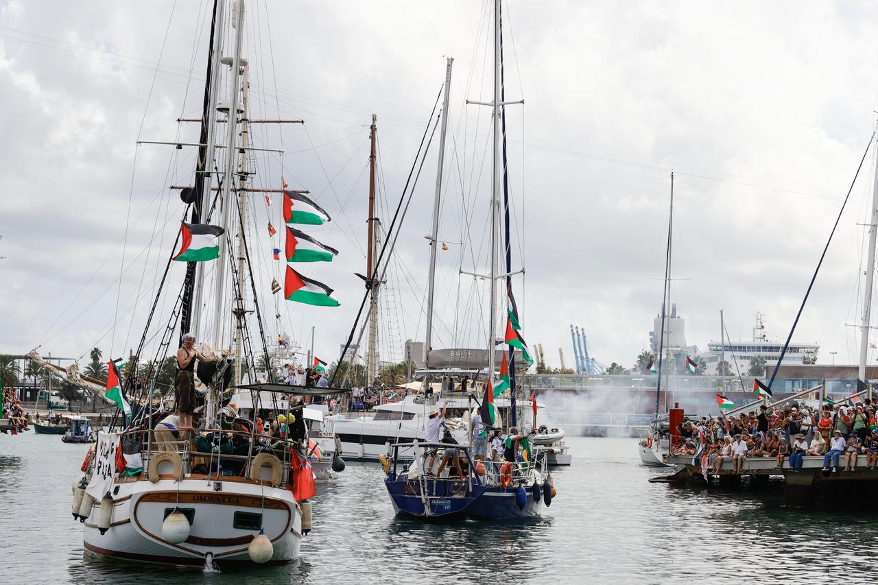 Global Sumud Flotilla, an international civilian aid fleet including activists, artists, politicians, doctors, and journalists of more than 44 countries, set sail from Barcelona, Spain, bound for Gaza on August 31, 2025. (AA Photo)