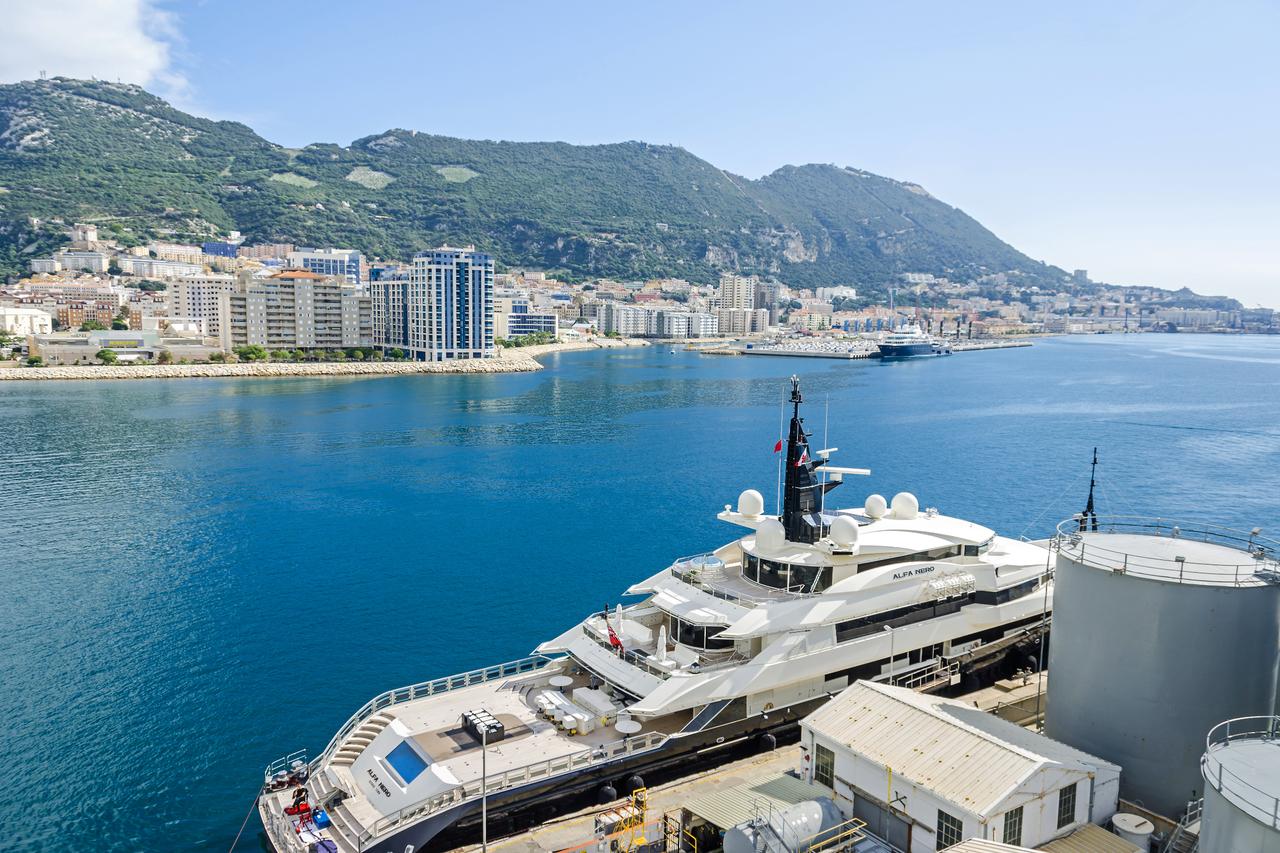 The luxury yacht Alfa Nero docked in the Bay of Gibraltar, November 8, 2018. (Adobe Stock Photo)
