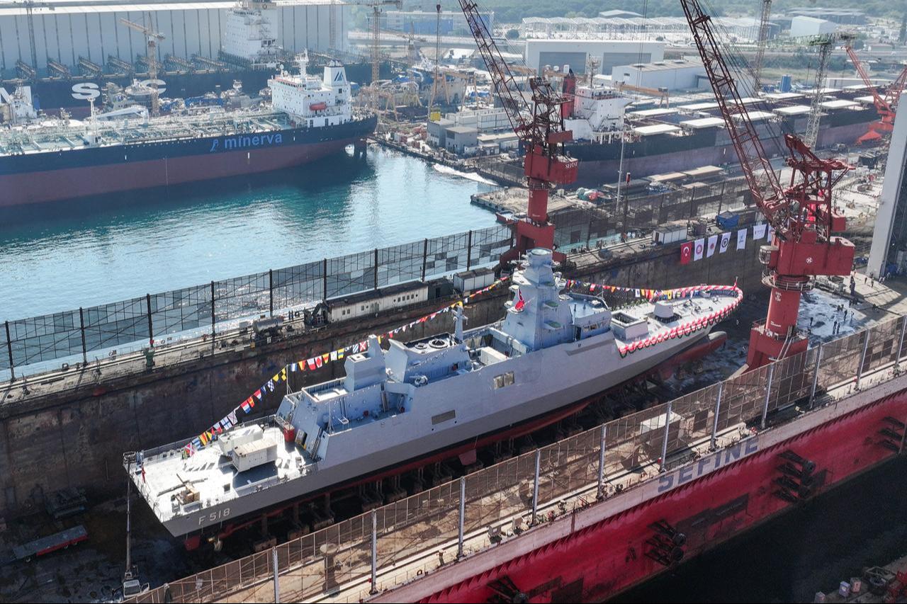 Photos from the launch ceremony of the eighth MILGEM-class frigate TCG Icel (F-518) at Sefine Shipyard, September 1, 2025. (AA Photo)