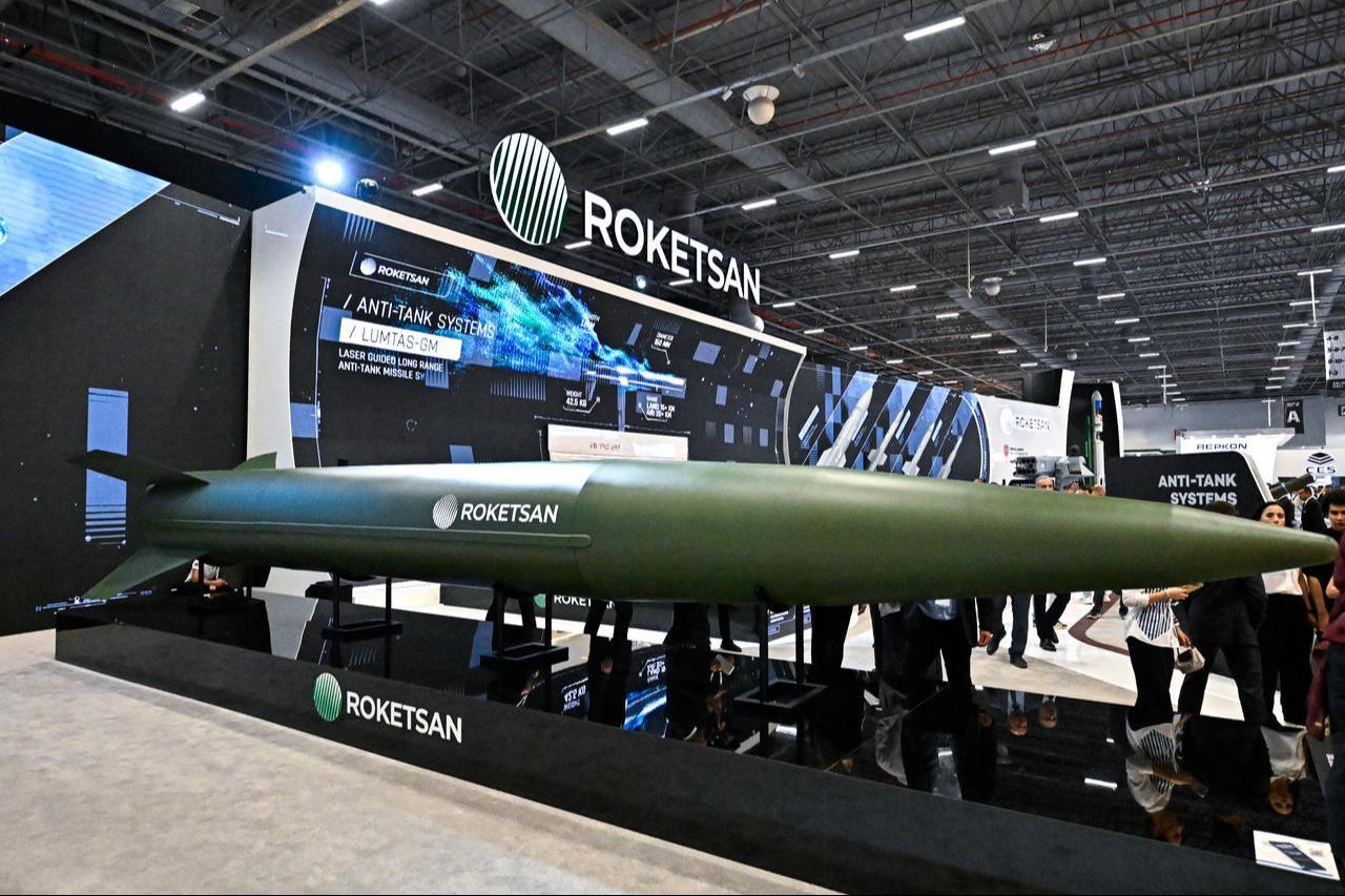 Roketsans Tayfun Block-4 ballistic missile are showcased at 17th International Defense Industry Fair (IDEF 2025) in Istanbul, Türkiye on July 26, 2025. (AA Photo)