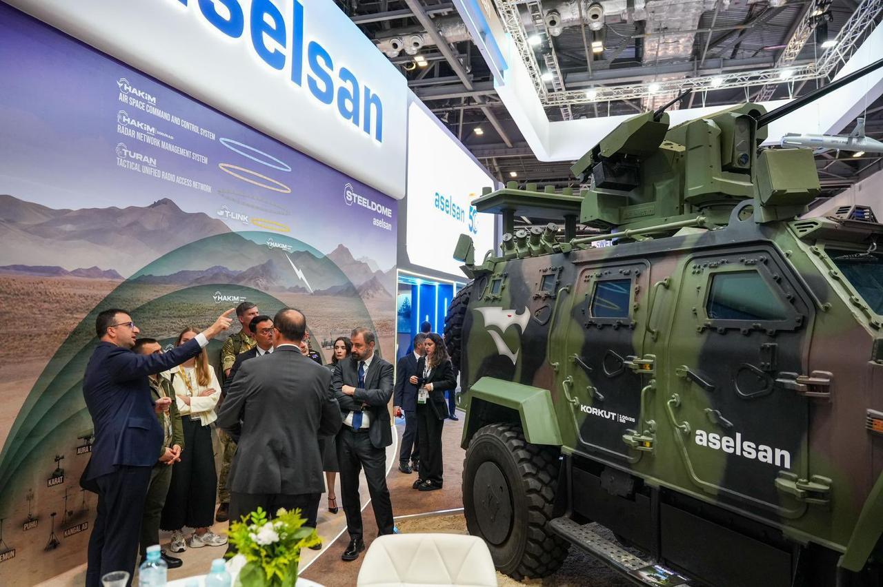 Close-In Air Defense System KORKUT 100/25 at the Defense and Security Equipment International (DSEI) 2025 exhibition in London, Sept. 8, 2025. (AA Photo)