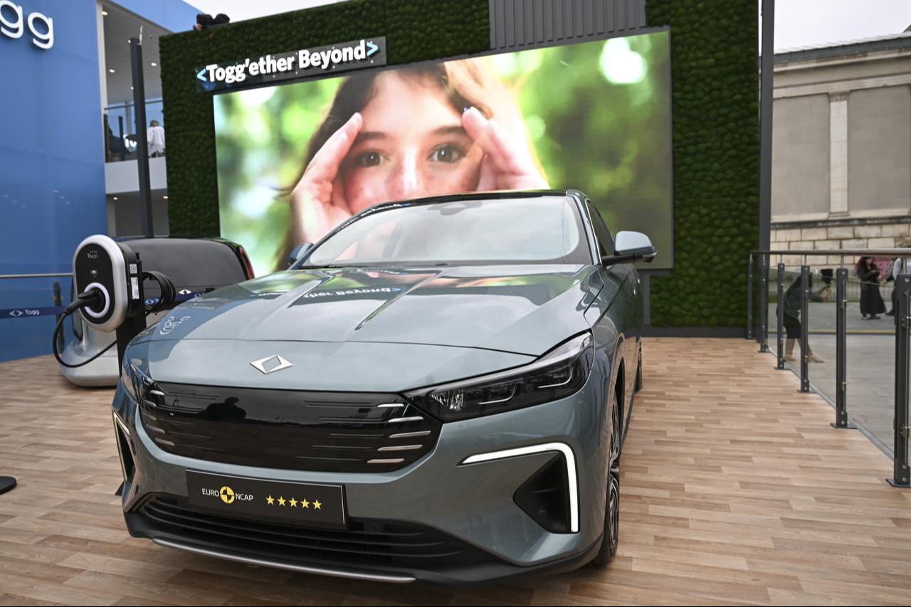 Türkiye's global technology brand in the mobility sector, Togg's T10F at Munich's historic square, Konigsplatz, in Munich, Germany, September 9, 2025. (AA Photo)