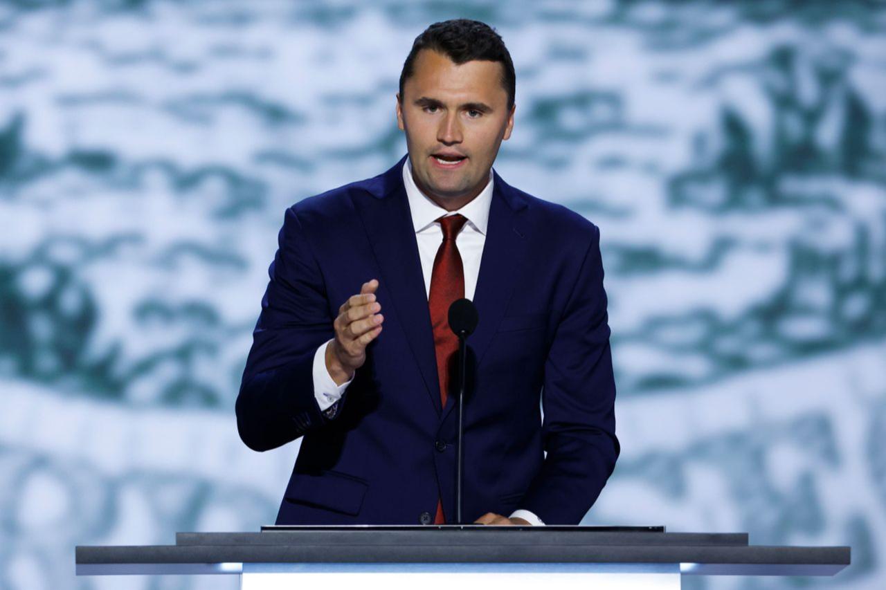 CEO of Turning Point USA Charlie Kirk speaks on stage during the first day of the Republican National Convention in Milwaukee, Wisconsin, on July 15, 2024. (Getty Images)