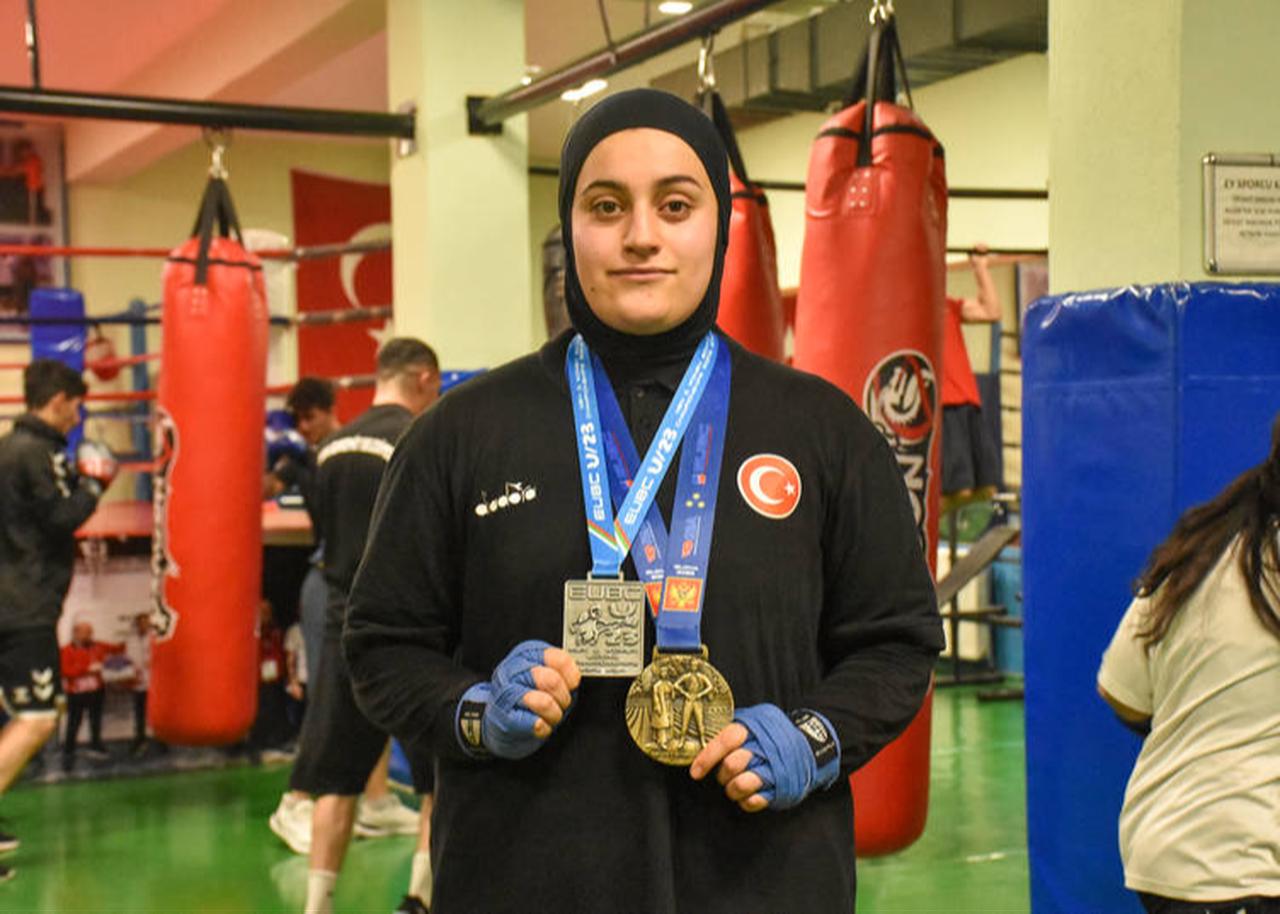 Turkish female boxer Seyma Duztas, accessed on Sep. 10, 2025. (AA Photo)