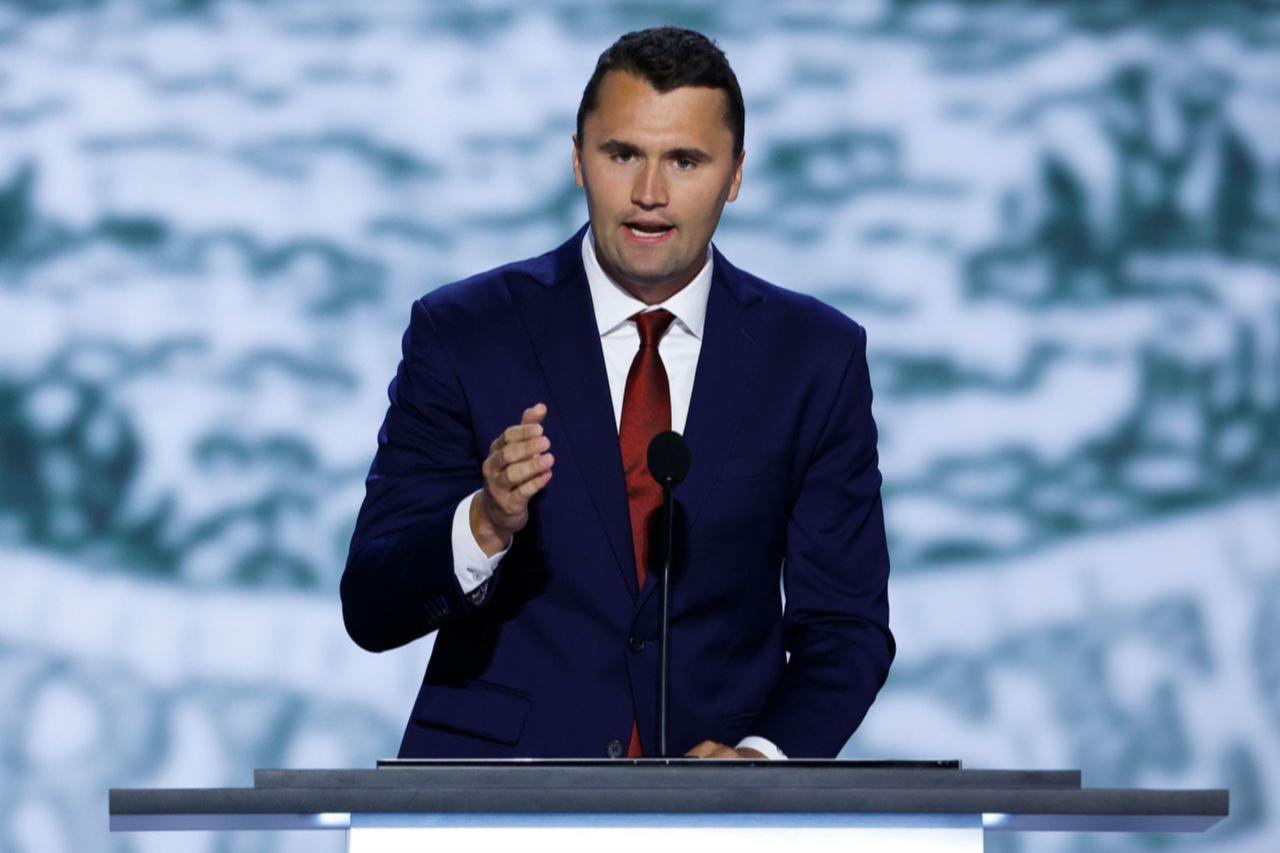 CEO of Turning Point USA Charlie Kirk speaks on stage during the first day of the Republican National Convention in Milwaukee, Wisconsin, on July 15, 2024. (Getty Images)