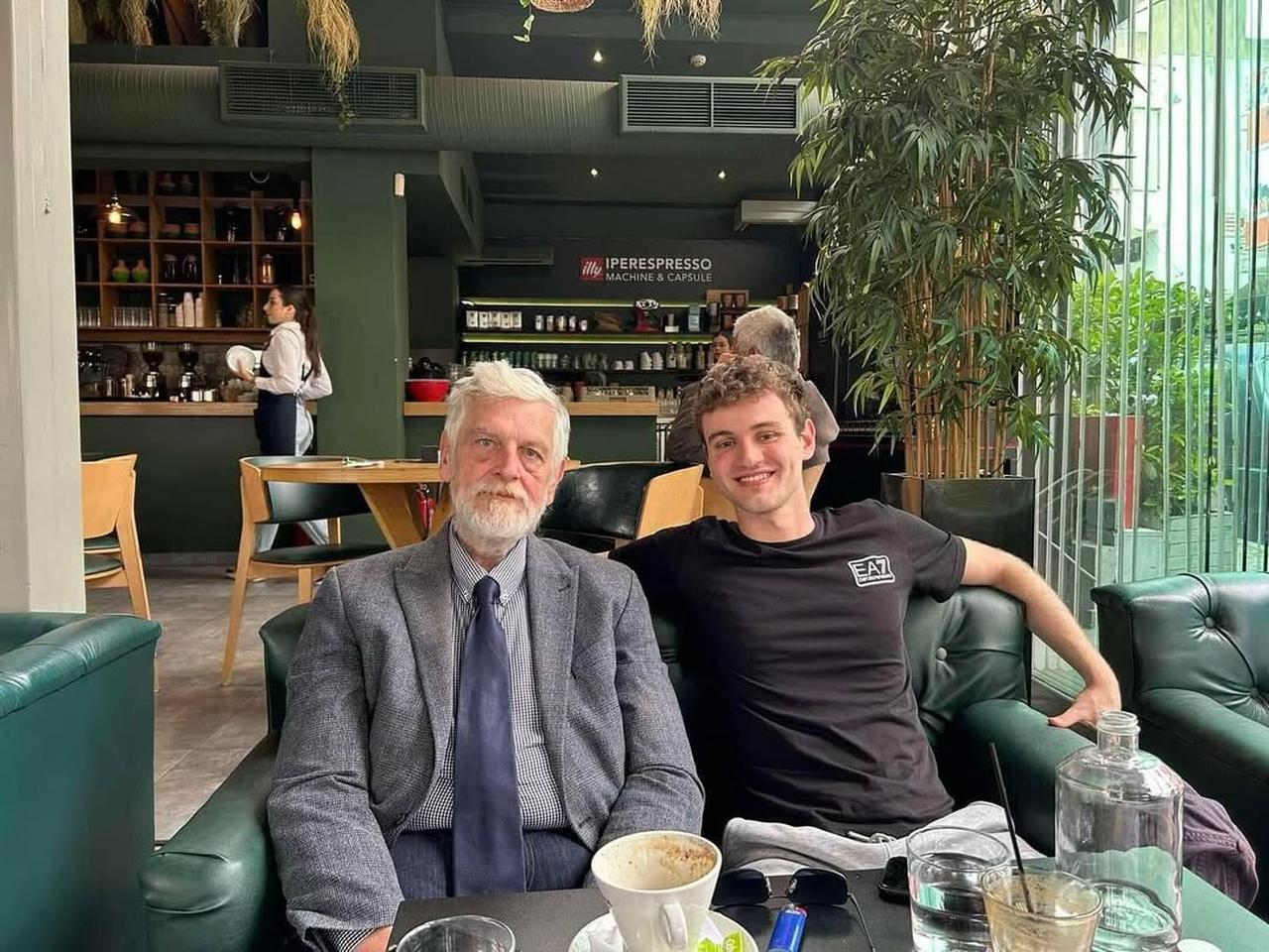 Deputy Minister Giannos Loverdos poses next to his on Petros, Athens, Greece, June 29, 2025. (Photo via Instagram / @yiannisloverdos)