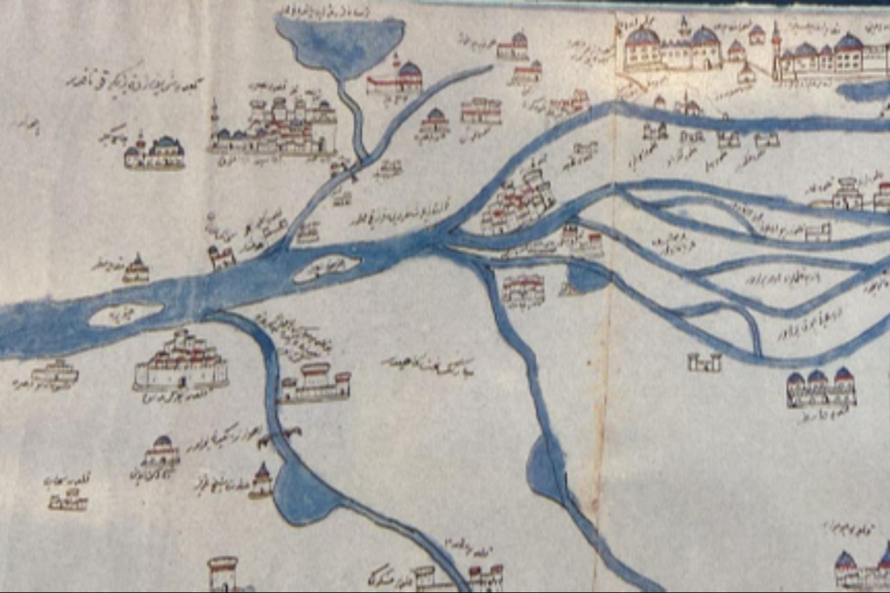 Trumbull Map linked to Ottoman traveler Evliya Celebi ( Photo via Qatar National Library )