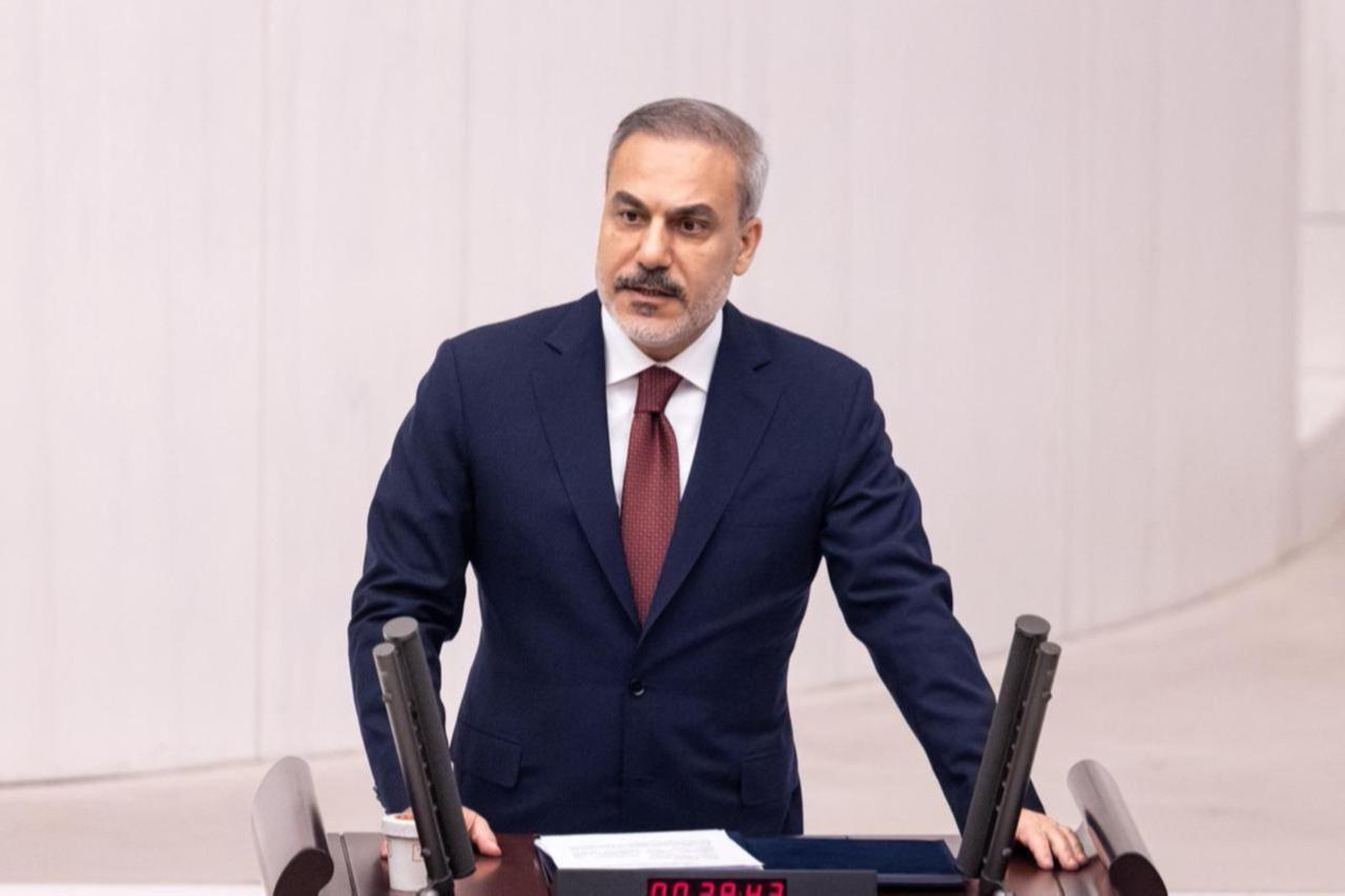 Foreign Minister Hakan Fidan speaks at extraordinary meeting of Turkish Parliament in Ankara, Türkiye on Aug. 29, 2025. (AA Photo)