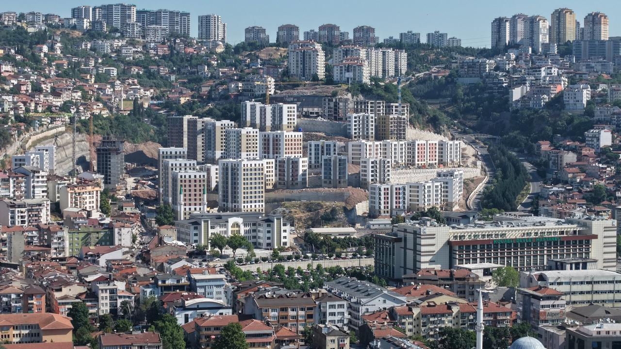 An aerial view of earthquake-resistant housing and reinforced public buildings following 26 years of urban transformation, Golcuk, Kocaeli, Türkiye, Aug. 16, 2025. (AA Photo)