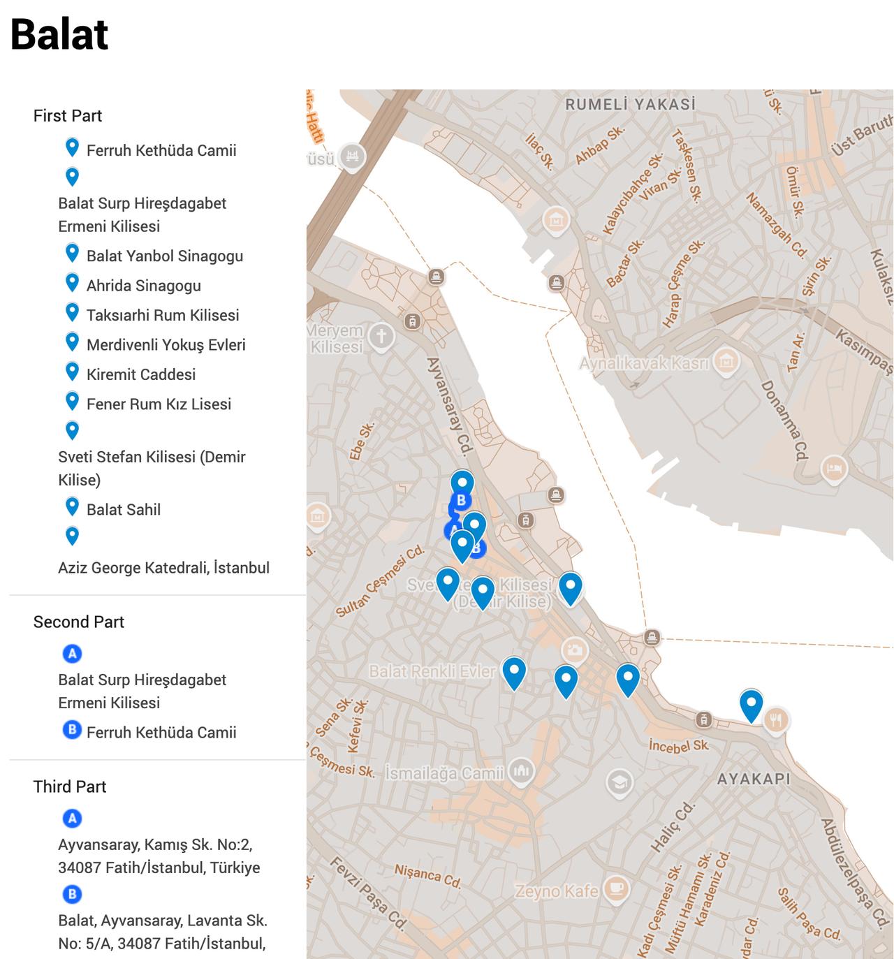 Tour route on map. (via Google maps)