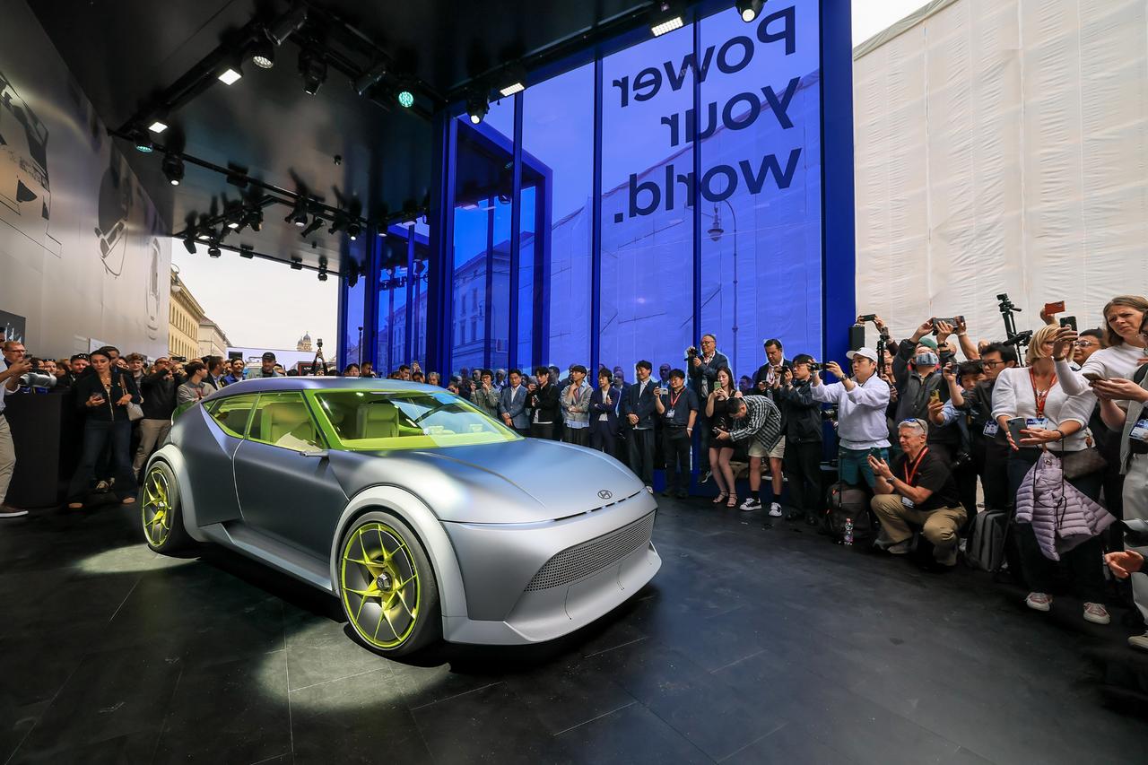 Hyundai IONIQ 3 electric vehicle model at IAA Mobility 2025 in Munich, Sept. 2025. (AA Photo)