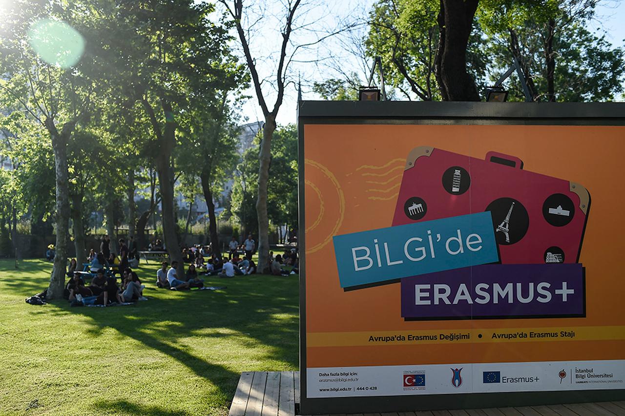 Students gather on the lawn at Istanbul Bilgi University’s Santralistanbul campus in Istanbul, Türkiye. (Photo via bilgi.edu.tr)