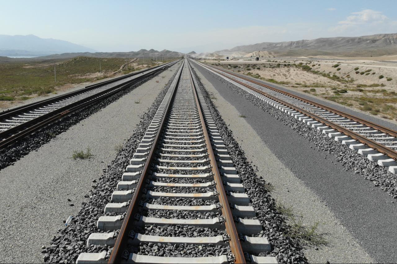 An aerial view of construction of roads and railways continuing that they will pass through the Zangezur Corridor, which will connect the western provinces with Nakhchivan and will also be one of the routes of the Central Corridor extending from China to Central Asia, the Caspian Sea, the Caucasus and Türkiye, on October 09, 2023 in Zangilan, Azerbaijan. (AA Photo)