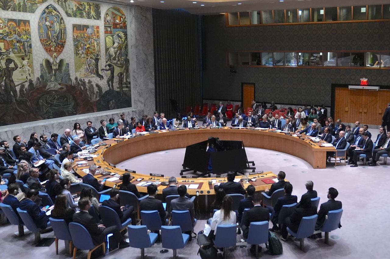 A view of the hall during the emergency meeting of the UN Security Council at U.N. headquarters in New York City, U.S., on Sept. 11, 2025. (AA Photo)