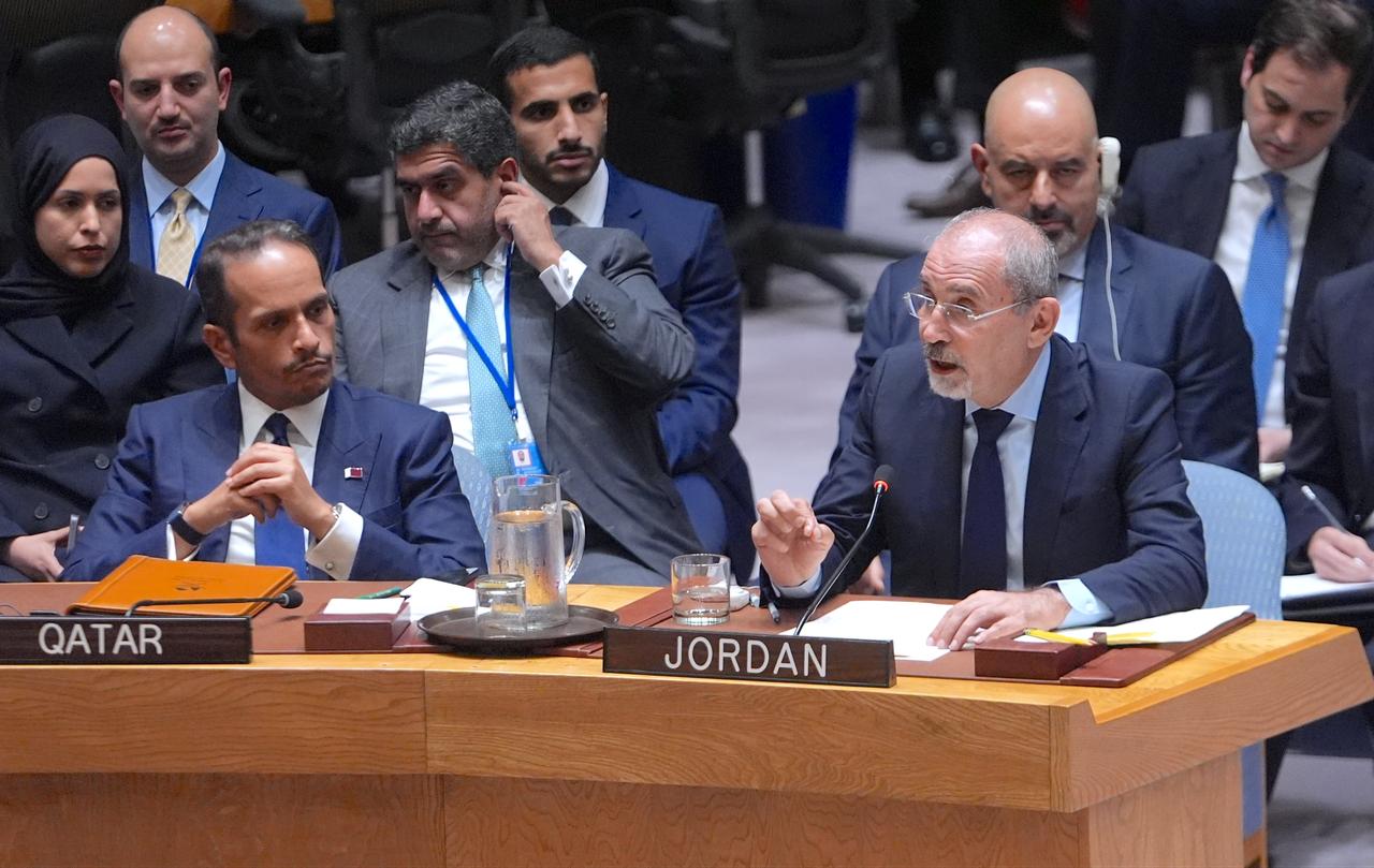 Ayman Safadi, Minister of Foreign Affairs and Expatriates of Jordan, attends the UN Security Council at U.N. HQ in New York City, Sept. 11, 2025. (AA Photo)