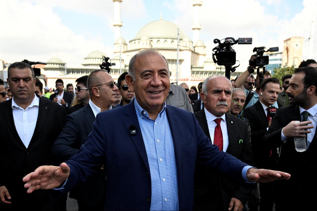 Istanbul's 45th Civil Court of First Instance to the Istanbul Provincial Administration of "Republican People's Party" (CHP), Gursel Tekin reacts at Taksim, Istanbul, Sept. 9, 2025. (AFP Photo)