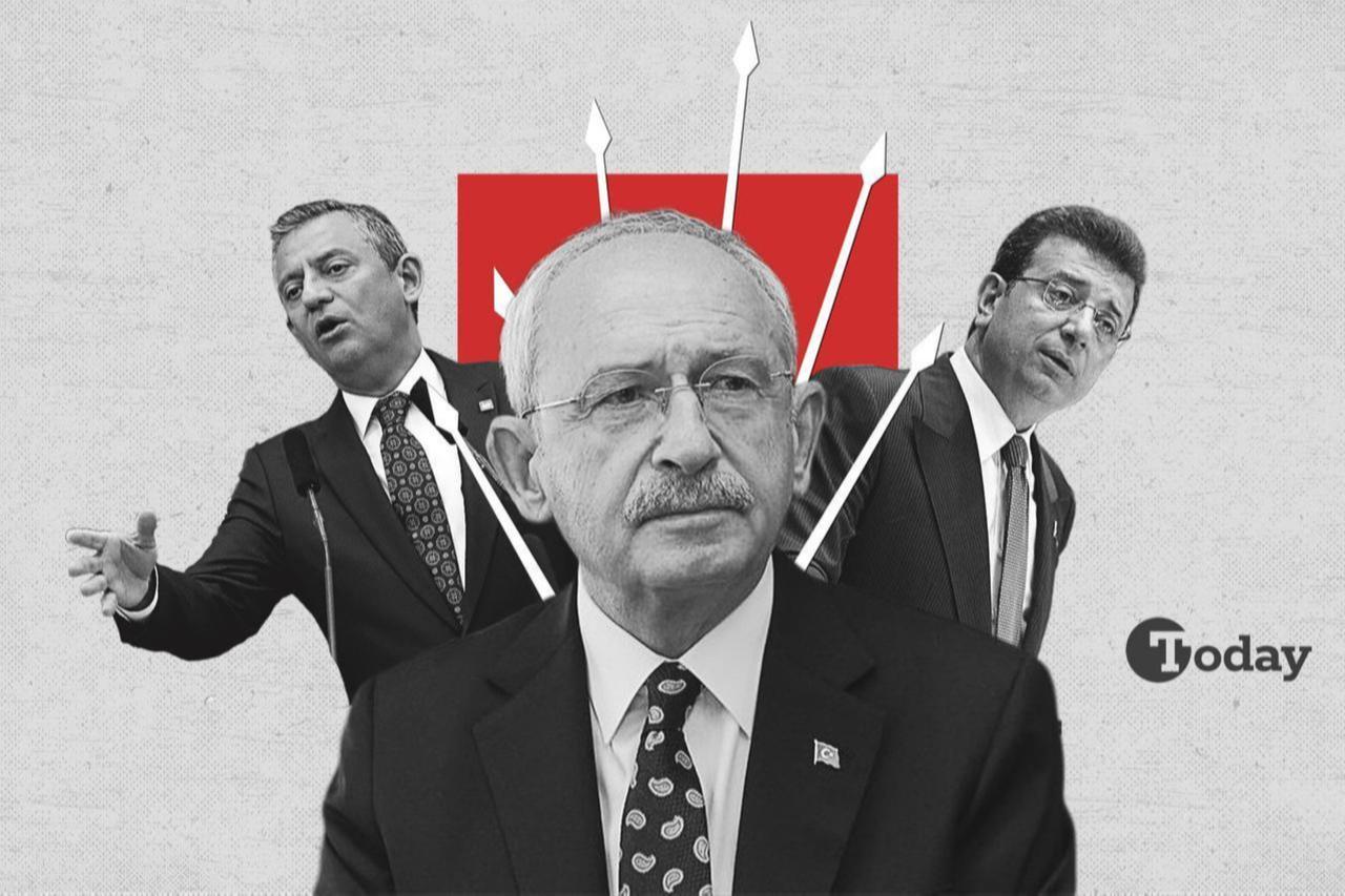 Portrait collage of Republican Peoples Partys (CHP) former Chairman Kemal Kilicdaroglu (C) with the current chairman Ozgur Ozel (L) and Ekrem Imamoglu, and the recently suspended Istanbul mayor (R), created in 27 June, 2025. (Türkiye Today)