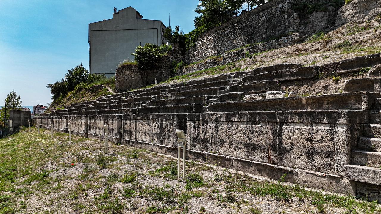 Remains of Claudiopolis Stadium structure in Bolu, Türkiye, June 6, 2025. (IHA Photo)