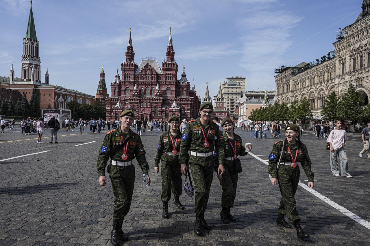 Russian military school students visit the historic Red Square in Moscow, Russia, on August 30 2025. (AA Photo)
