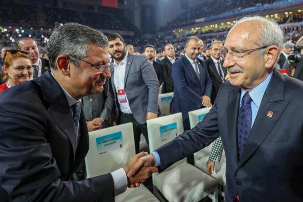 CHP Chairman Ozgur Ozel and main opposition leader Kemal Kilicdaroglu attend 38th CHP Ordinary Congress, Ankara, Türkiye, Nov. 5, 2023. (AA Photo)