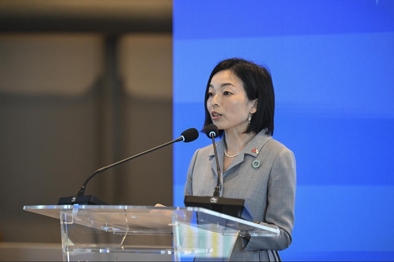 16 Eylül 2025'te İstanbul, Türkiye'deki bir etkinlik sırasında konuşan Mikasa'dan Japon Prenses Akiko. (AA fotoğrafı)