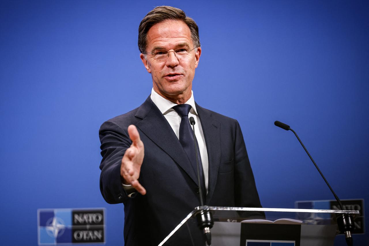 NATO Secretary General Mark Rutte gestures as he speaks during a press conference at the NATO headquarters in Brussels, September 12, 2025. (AFP Photo)