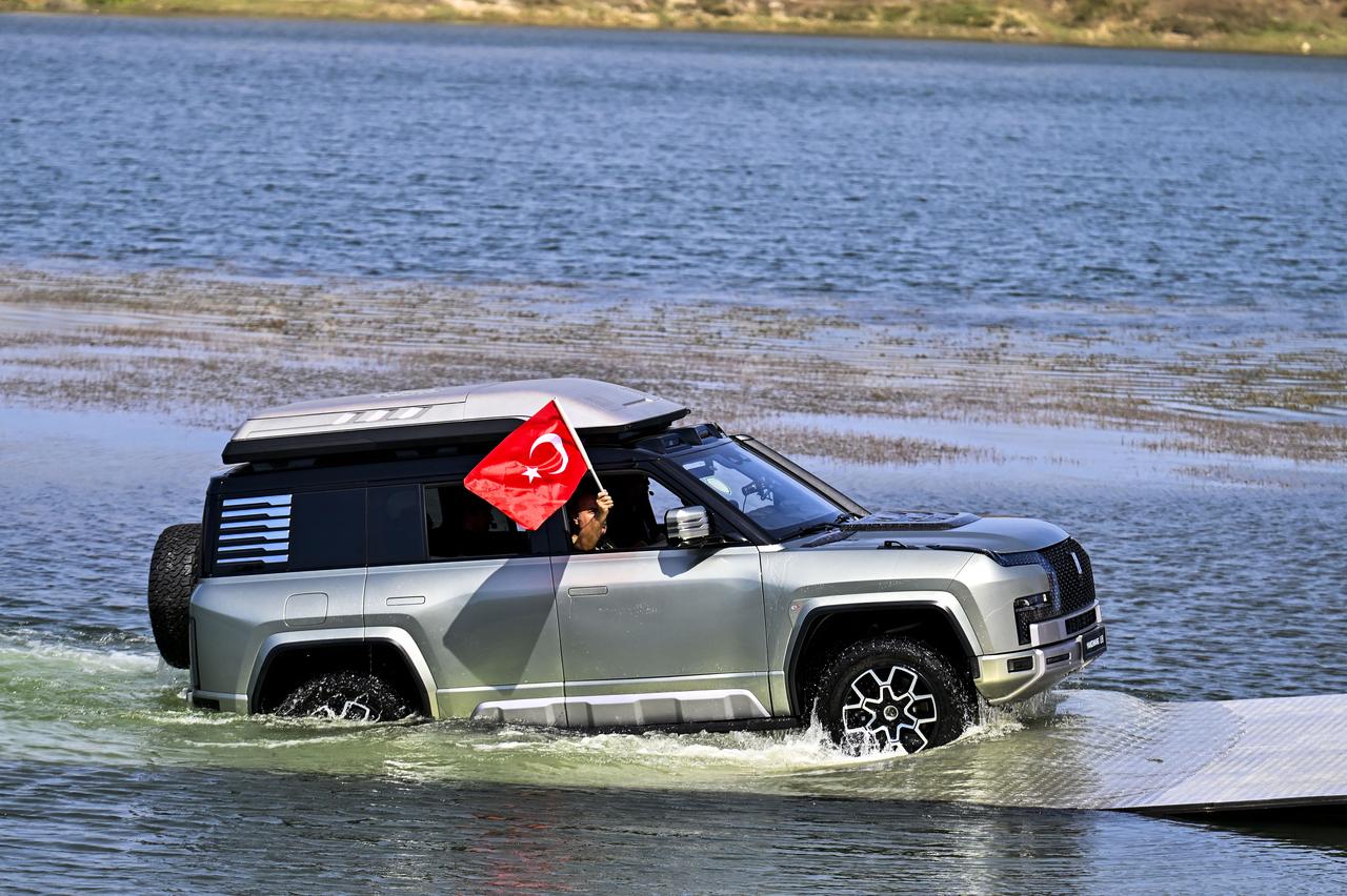 BYD Türkiye showcases the capabilities of YANGWANG’s U8 and U9 models at a special area built in Kemerburgaz during a technology show themed “In the Air, On Land, In the Water.” in Istanbul, Türkiye on Sep. 11, 2025. (AA Photo)