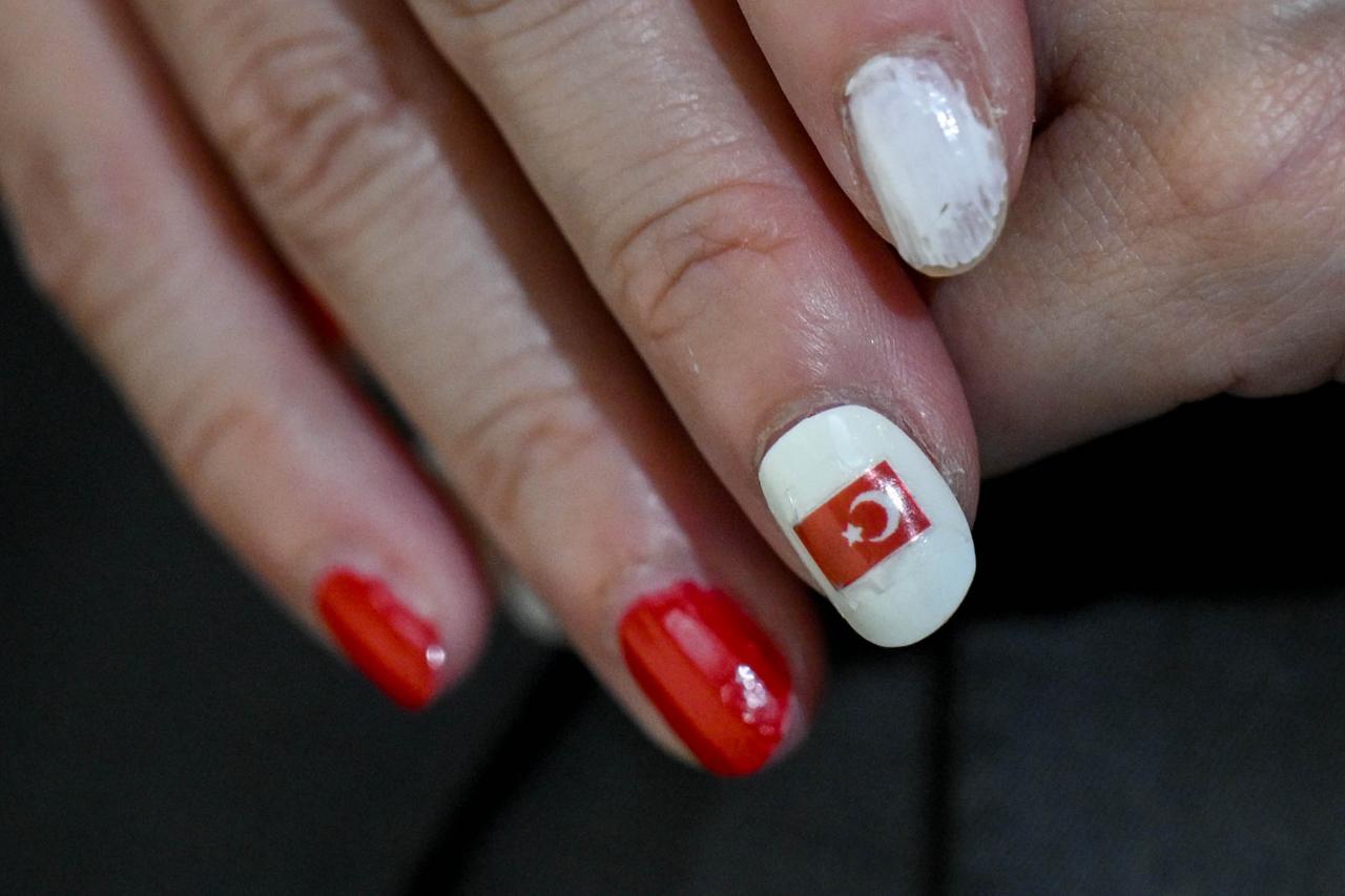 Princess Akiko's nail decorations featuring Turkish and Japanese flags in Ankara, Türkiye on Sep. 17, 2025. (AA Photo)