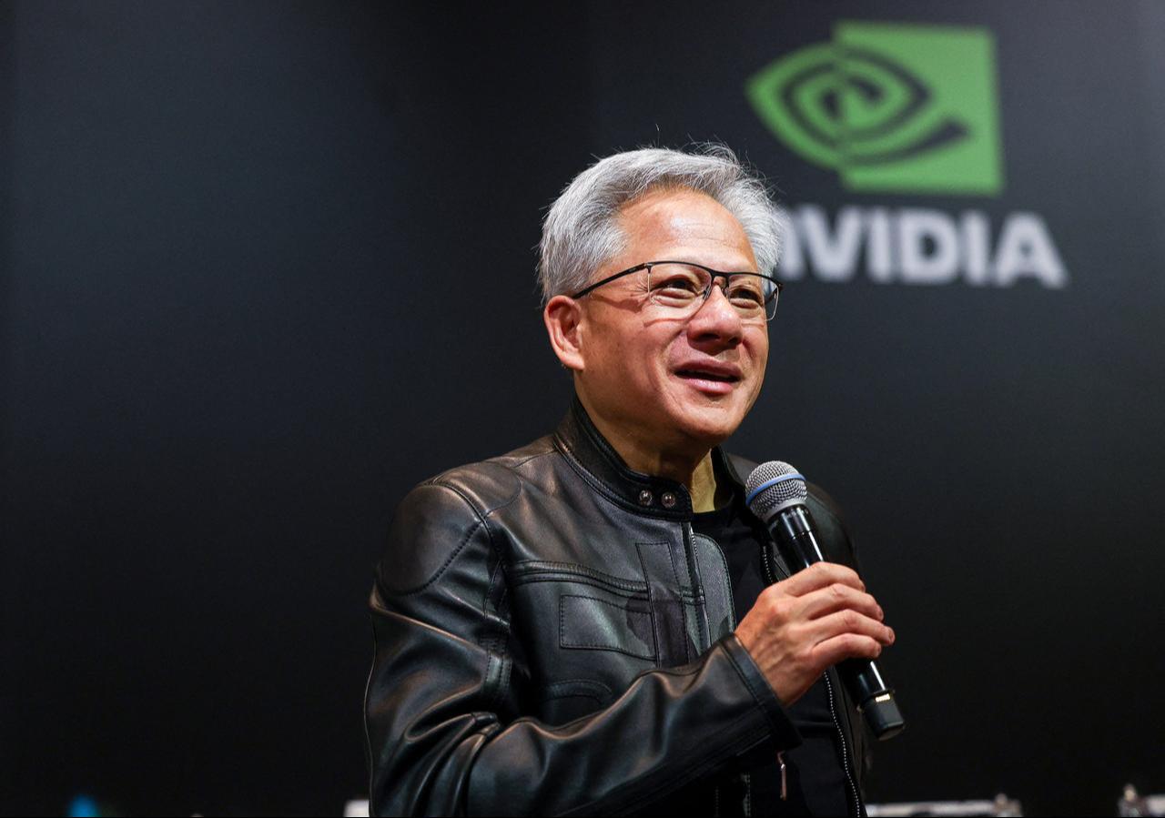 Nvidia Corp. co-founder and CEO Jensen Huang speaks at a press conference in Taipei, Taiwan, May 21, 2025. (AFP Photo)