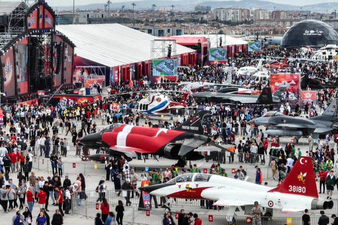 People attend Türkiye's premier technology and aerospace event Teknofest, organized under the leadership of the Turkish Ministry of Industry and Technology at Istanbul Ataturk Airport in Istanbul, Türkiye on Sept. 18, 2025. (AA Photo)