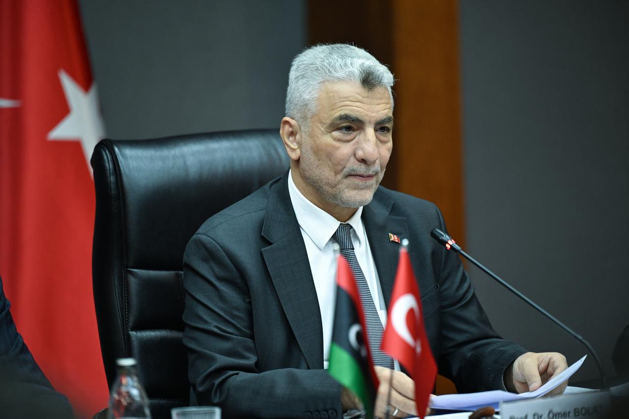 Turkish Trade Minister Omer Bolat meets with Libyan Transport Minister Muhammad Salem Al-Shahoubi (not seen) at the Ministry building in Ankara, Türkiye on Sept. 18, 2025. (AA Photo)