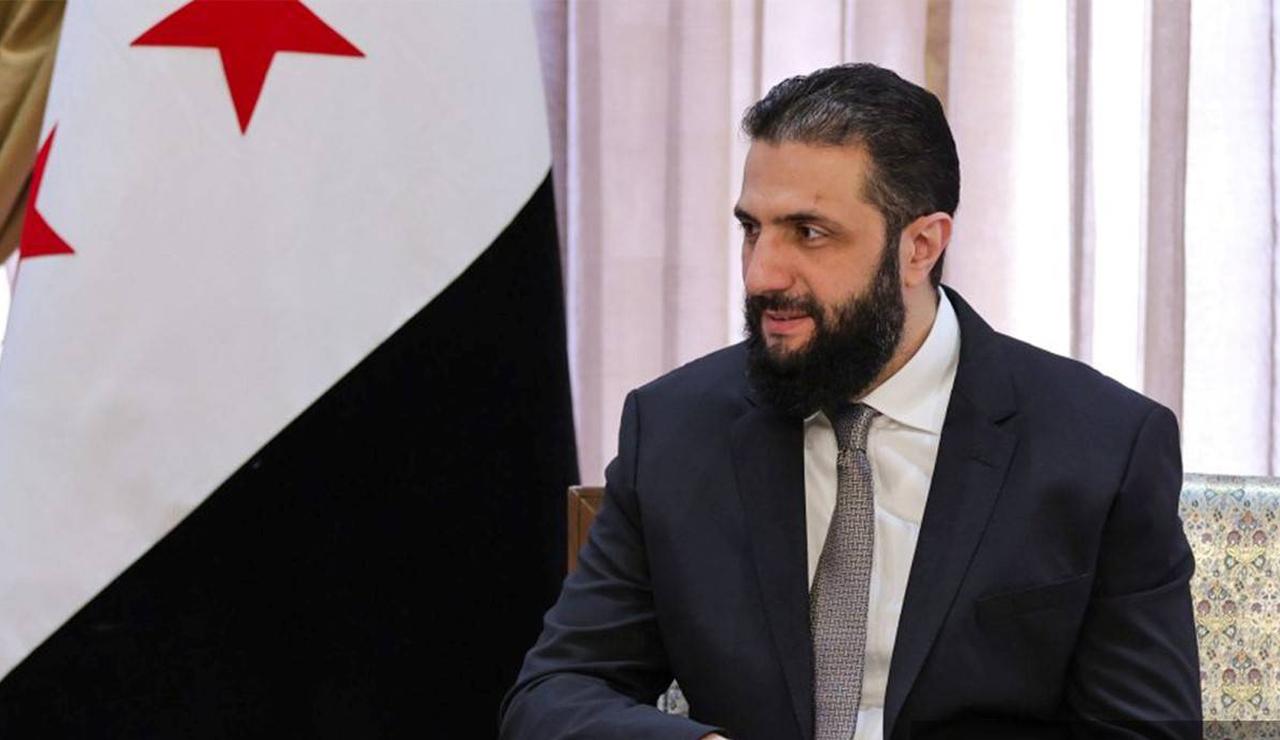 Syria's interim president Ahmed al-Sharaa receiving Saudi Arabia's foreign minister in Damascus on May 31, 2025. (AFP Photo)