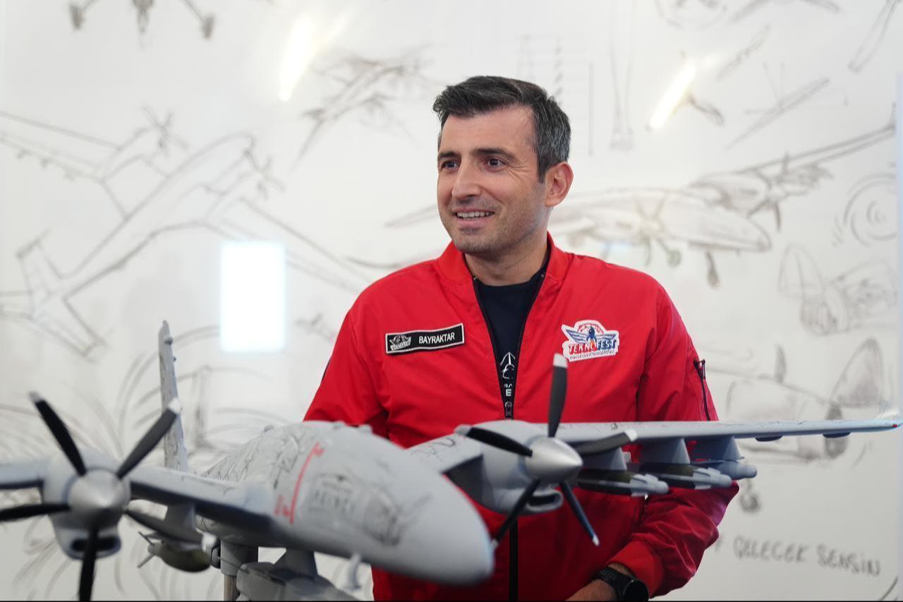 Selcuk Bayraktar, chairman of the Teknofest Board of Directors and the T3 Foundation Board of Trustees, speaking during Teknofest, Istanbul, Türkiye, Sept. 17, 2025. (AA Photo)