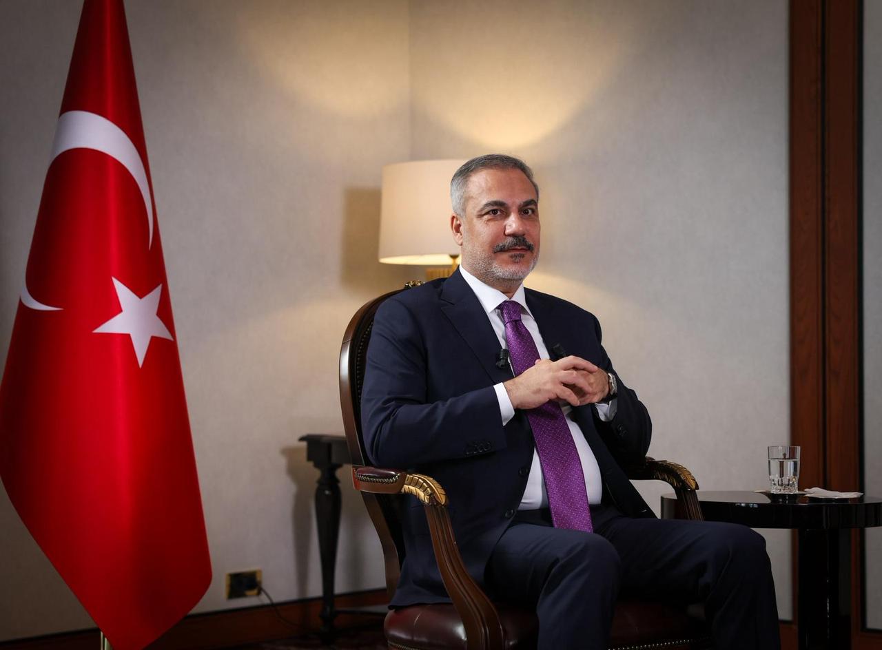 Foreign Minister Hakan Fidan attends an interview by Sherif Amer on program "Happening in Egypt," aired on Egypt’s MBC MASR TV channel, Sept. 18, 2025, in Ankara, Türkiye. (Photo via Turkish Foreign Ministry)