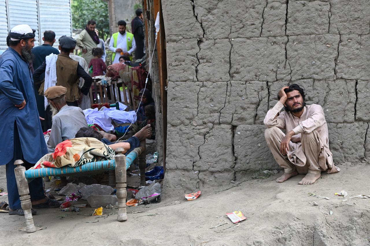 An Afghan man mourns outside a damaged house, after earthquakes at Mazar Dara village in Nurgal district, Kunar province, in Eastern Afghanistan, Sept. 1, 2025. (AFP Photo)