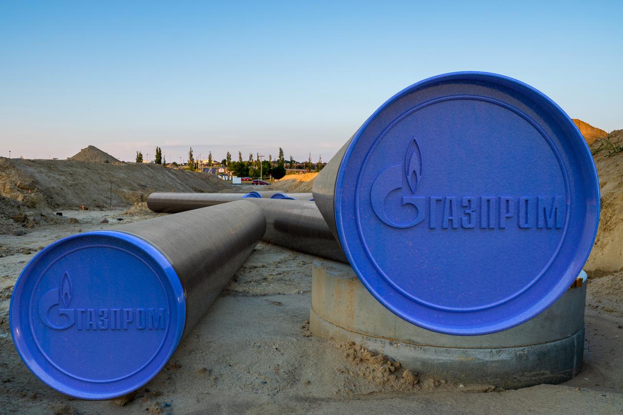 Gazprom pipelines stored at a construction site in Russia. (Adobe Stock Photo)