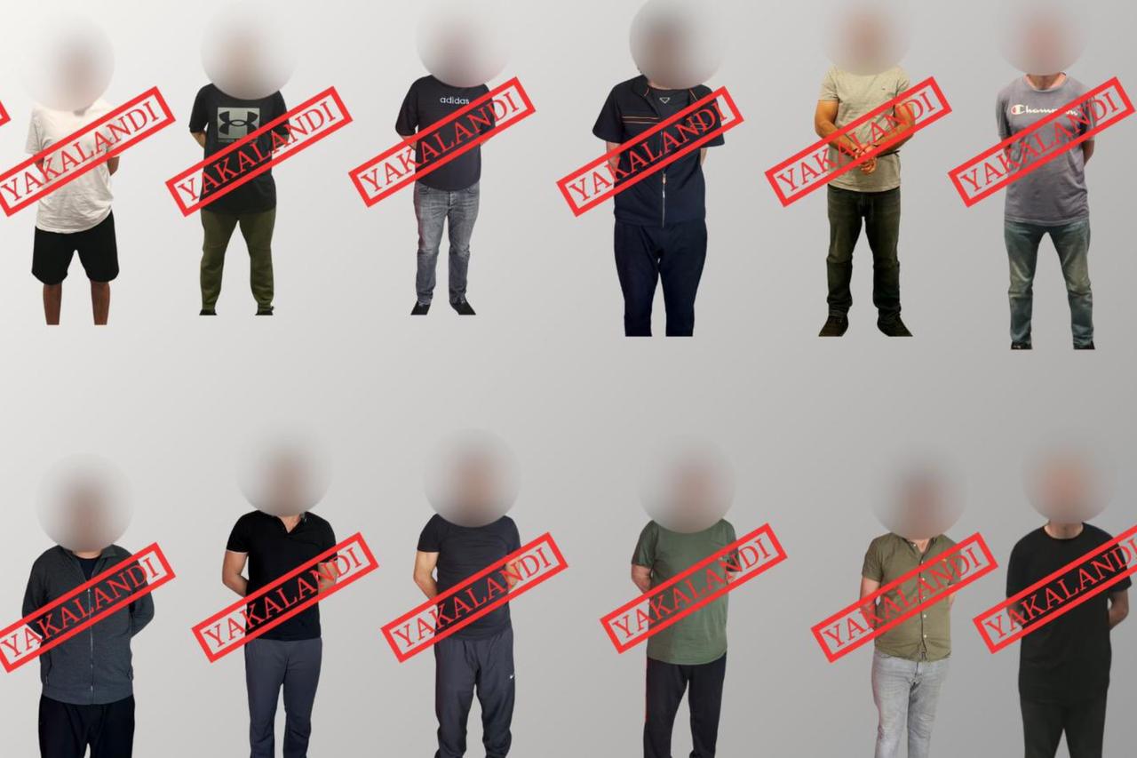 Photo shows suspects wearing vests labeled Yakalandi (Caught), accessed on Sept. 2, 2025. (Photo via X / @AliYerlikaya)