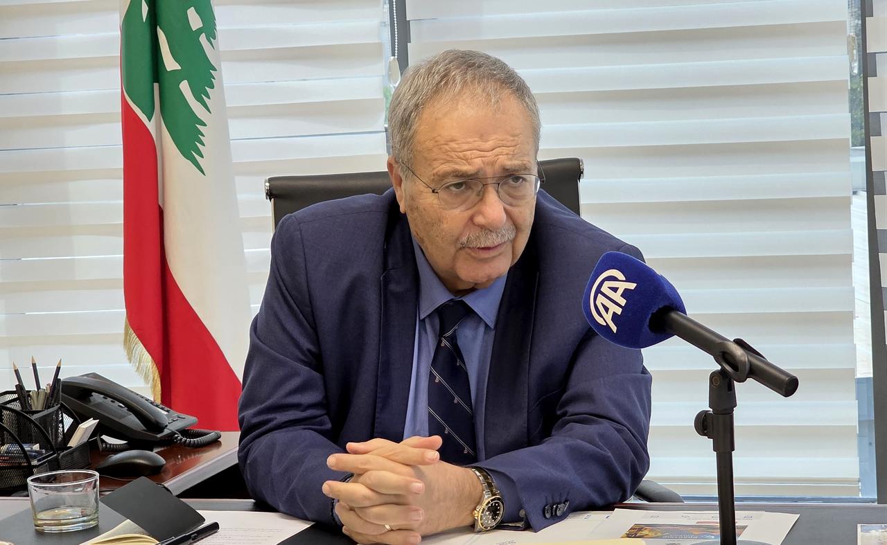 Lebanese Deputy Prime Minister Tarek Mitri, during an interview with the media in Beirut, Lebanon, September 18, 2025. (AA Photo)