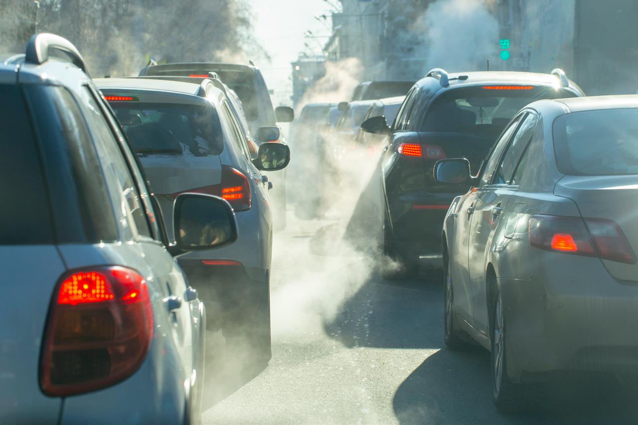 Vehicle exhaust significantly contributes to urban air pollution during the winter months. (Adobe Stock Photo)
