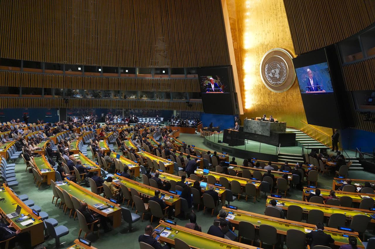 United Nations Secretary-General Antonio Guterres speaks at the 1st plenary meeting of the 80th session of the UN General Assembly (UNGA 80) in New York City, United States, on September 9, 2025. (AA Photo)