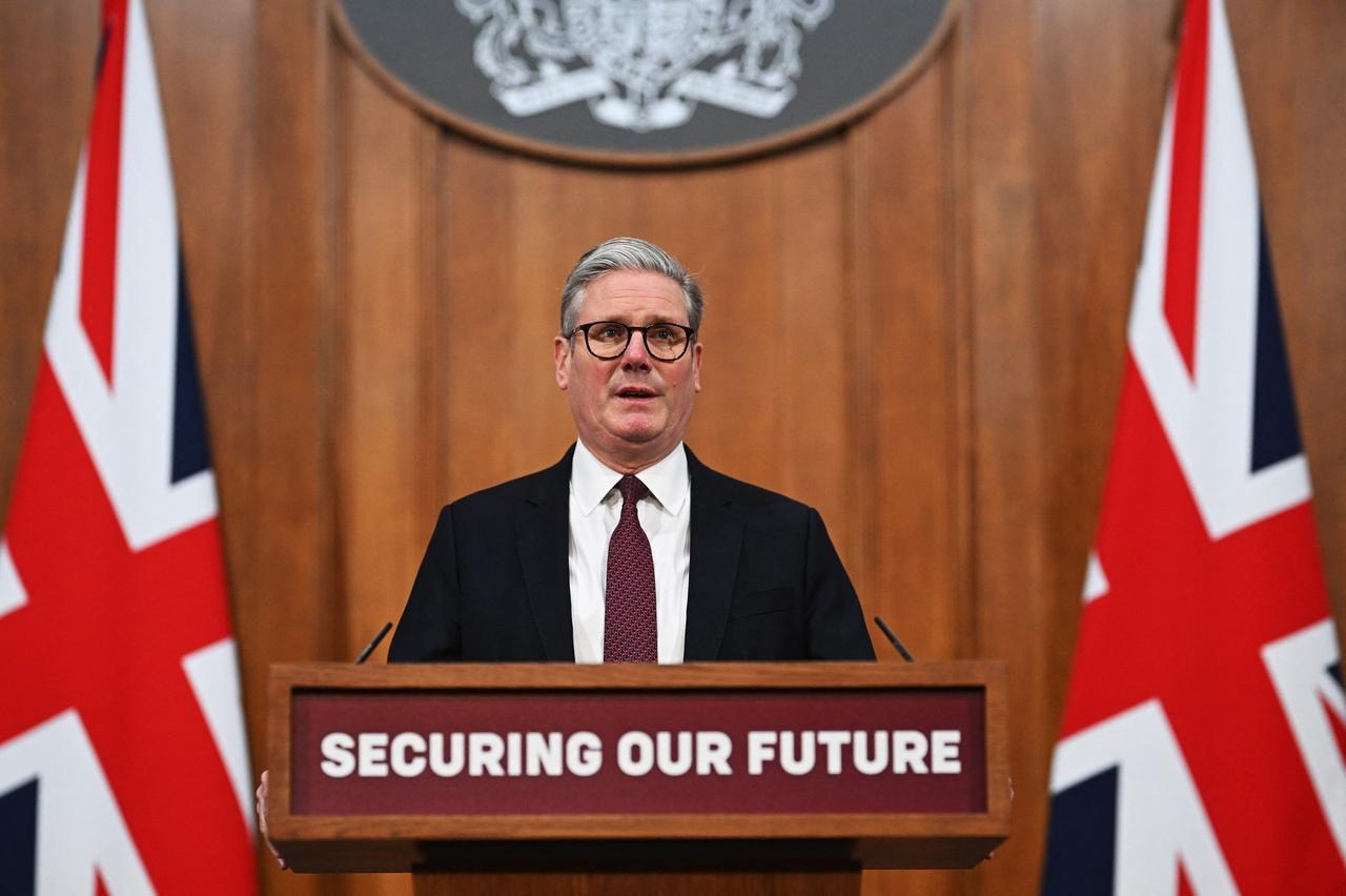 Britain's Prime Minister Keir Starmer holds a press conference in the Downing Street Briefing Room after hosting virtual meeting with international leaders to discuss support for Ukraine, in central London, UK, March 15, 2025 (AFP Photo)