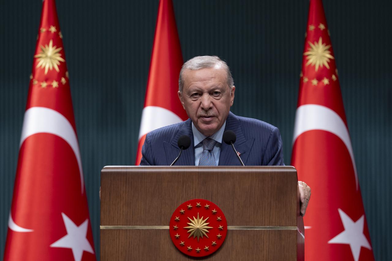 President Recep Tayyip Erdogan holds a press conference after a Cabinet Meeting at Presidential Complex in Ankara, Türkiye, September 08, 2025. (AA Photo)