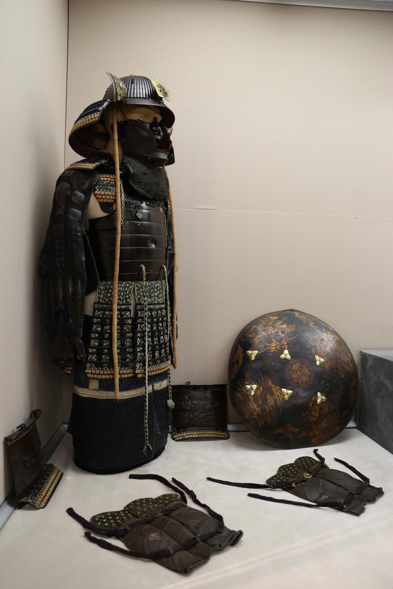 A full samurai armor set with helmet, shield, and accessories, presented to Sultan Abdulhamid II in the late 19th century, exhibited in Istanbul, Türkiye, Feb. 25, 2020. (IHA Photo)