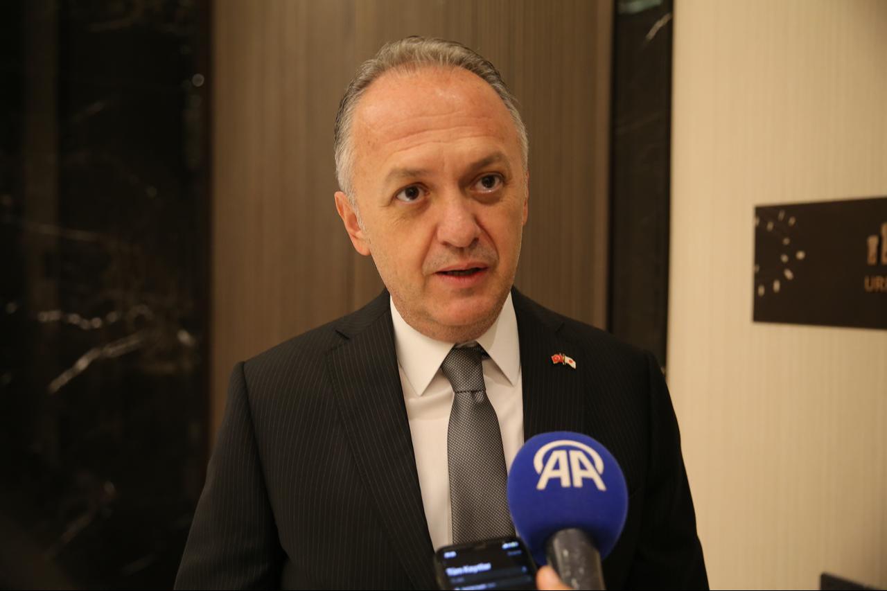Deputy Minister of Culture and Tourism Gokhan Yazgi speaks to the press during the Ayanlar Hoyuk excavation launch in Sanliurfa, Türkiye, Sept. 21, 2025. (AA Photo)